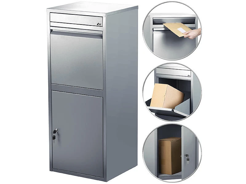 AGT 2er-Set Stand-Paketbriefkasten Mit Rückholsperre, Stahlblech 10 AGT 2er-Set Stand-Paketbriefkasten Mit Rückholsperre, Stahlblech – Bild 8