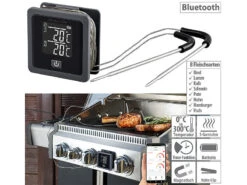 Rosenstein & Söhne Grillthermometer:Smartes Grill- & Bratenthermometer, 0-300 °C, Bluetooth, App