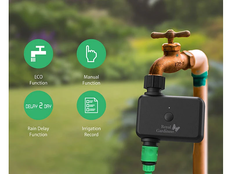 Royal Gardineer Magnetventil Bluetooth:4er-Set Programmierbarer Bewässerungscomputer Mit Bluetooth 5 & App 6 Royal Gardineer Magnetventil Bluetooth:4er-Set Programmierbarer Bewässerungscomputer Mit Bluetooth 5 & App – Bild 4