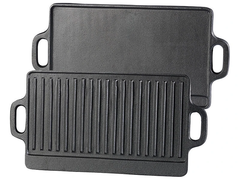 Rosenstein & Söhne BBQ Grillplatte:Gusseiserne Wende-Grillplatte, 34 X 21 Cm, 2er-Set 11 Rosenstein & Söhne BBQ Grillplatte:Gusseiserne Wende-Grillplatte, 34 X 21 Cm, 2er-Set – Bild 9