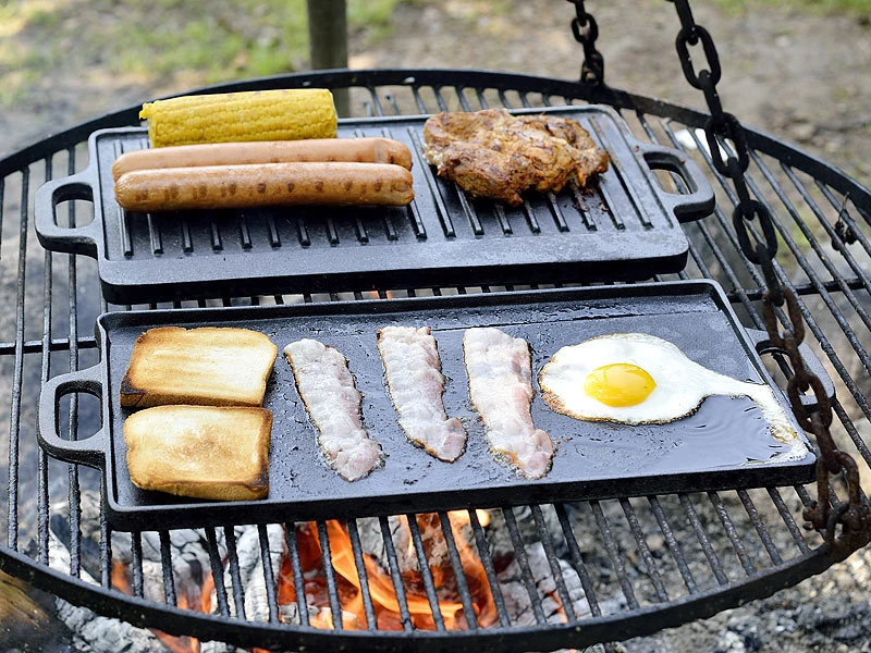 Rosenstein & Söhne BBQ Grillplatte:Gusseiserne Wende-Grillplatte, 34 X 21 Cm, 2er-Set 5 Rosenstein & Söhne BBQ Grillplatte:Gusseiserne Wende-Grillplatte, 34 X 21 Cm, 2er-Set – Bild 3