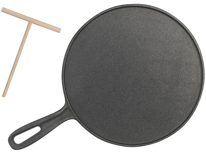 Rosenstein & Söhne Kochgeschirr:Gusseiserne Crêpe-Pfanne Für Grill Und Herd Mit Teigverteiler, 2er-Set 8 Rosenstein & Söhne Kochgeschirr:Gusseiserne Crêpe-Pfanne Für Grill Und Herd Mit Teigverteiler, 2er-Set – Bild 6