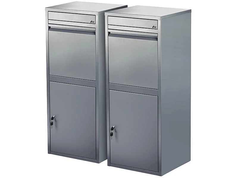 AGT 2er-Set Stand-Paketbriefkasten Mit Rückholsperre, Stahlblech 4 AGT 2er-Set Stand-Paketbriefkasten Mit Rückholsperre, Stahlblech – Bild 2