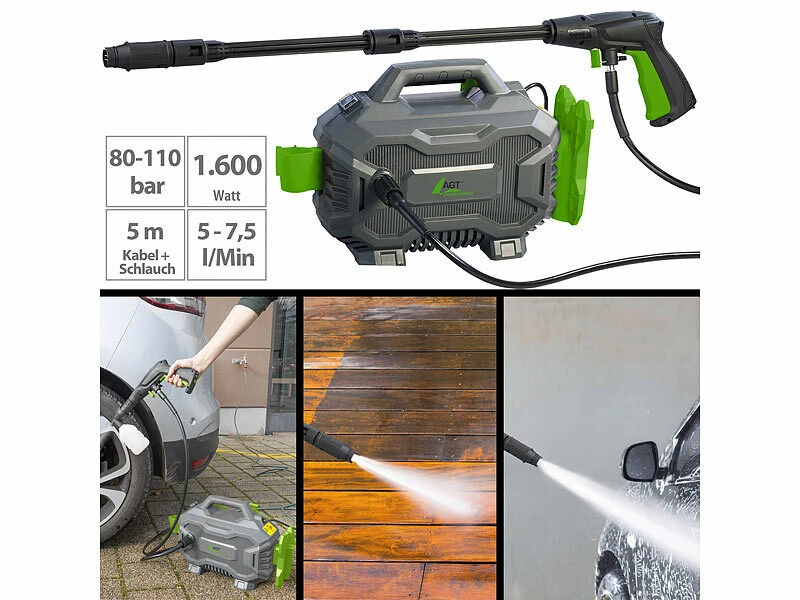 AGT Professional Druckreiniger:Hochdruckreiniger Mit Multi-Lanze, 110 Bar, 1.600 Watt, IPX5 3 AGT Professional Druckreiniger:Hochdruckreiniger Mit Multi-Lanze, 110 Bar, 1.600 Watt, IPX5