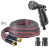 Royal Gardineer Textilschlauch:UV-beständiger Textil-Gartenschlauch Mit Brause, 2 Strahlarten, 10 M