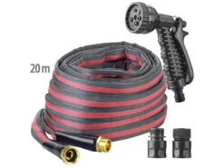 Royal Gardineer Textil Wasserschlauch:UV-beständiger Textil-Gartenschlauch Mit Brause, 2 Strahlarten, 20 M