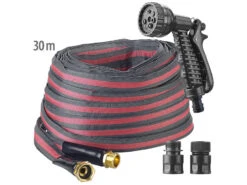 Royal Gardineer Leichter Gartenschlauch:Textil-Gartenschlauch Mit Brause, 2 Strahlarten, 30 M