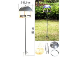 Royal Gardineer Vogelhaus Mit Ständer:XL-Vogelhaus, Metalldach, Erdspieß & Futterfläche Aus Holz, Ø 33,5 Cm -Rosenstein & Söhne Shop zx8085 7