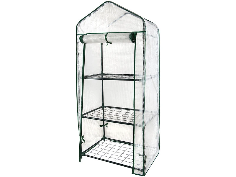 Royal Gardineer Minigewächshaus:2er-Set Folien-Gewächshäuser, 3 Etagen, Aufroll-Tür, 59x126x39cm, Weiß 9 Royal Gardineer Minigewächshaus:2er-Set Folien-Gewächshäuser, 3 Etagen, Aufroll-Tür, 59x126x39cm, Weiß – Bild 7