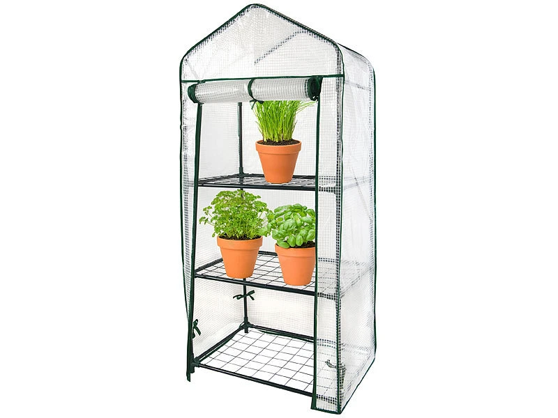 Royal Gardineer Minigewächshaus:2er-Set Folien-Gewächshäuser, 3 Etagen, Aufroll-Tür, 59x126x39cm, Weiß 8 Royal Gardineer Minigewächshaus:2er-Set Folien-Gewächshäuser, 3 Etagen, Aufroll-Tür, 59x126x39cm, Weiß – Bild 6