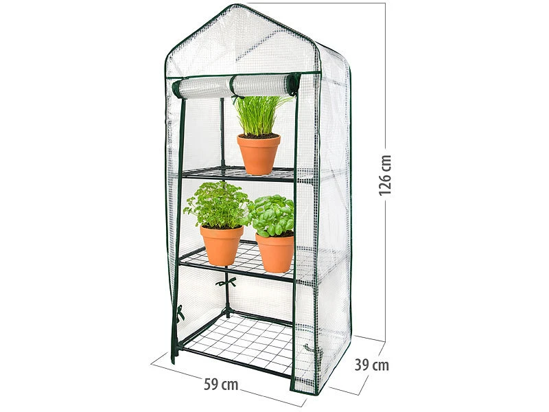 Royal Gardineer Minigewächshaus:2er-Set Folien-Gewächshäuser, 3 Etagen, Aufroll-Tür, 59x126x39cm, Weiß 12 Royal Gardineer Minigewächshaus:2er-Set Folien-Gewächshäuser, 3 Etagen, Aufroll-Tür, 59x126x39cm, Weiß – Bild 10