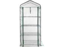 Royal Gardineer Tomaten-Gewächshaus:2er-Set Folien-Gewächshäuser, 4 Etagen, Aufroll-Tür, 69x160x49cm, Weiß -Rosenstein & Söhne Shop zx8096 0 1