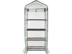 Royal Gardineer Tomaten-Gewächshaus:2er-Set Folien-Gewächshäuser, 4 Etagen, Aufroll-Tür, 69x160x49cm, Weiß -Rosenstein & Söhne Shop zx8096 3 1