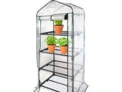 Royal Gardineer Tomaten-Gewächshaus:2er-Set Folien-Gewächshäuser, 4 Etagen, Aufroll-Tür, 69x160x49cm, Weiß -Rosenstein & Söhne Shop zx8096 7 1