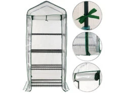 Royal Gardineer Gewächshaus Mini:Folien-Gewächshaus, 4 Etagen, Aufrollbare Tür, 69 X 160 X 49 Cm, Weiß -Rosenstein & Söhne Shop zx8096 8