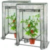 Royal Gardineer Gewächshaus-Folienzelt:2er-Set Tomaten-Folien-Gewächshäuser, Aufroll-Tür, 100x150x50 Cm, Weiß