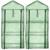 Royal Gardineer Gewächshaus-Folienzelte:2er-Set Folien-Gewächshäuser, 3 Etagen, Aufroll-Tür, 59x126x39cm, Grün -Rosenstein & Söhne Shop zx8224 2