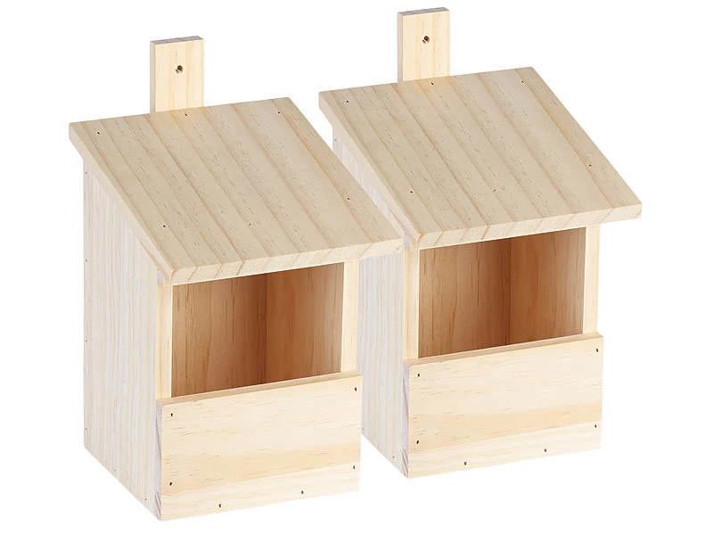 Royal Gardineer Nistkasten Holz:2er-Set Vogel-Nistkästen Zum Aufhängen An Baum Oder Wand, Vormontiert 3 Royal Gardineer Nistkasten Holz:2er-Set Vogel-Nistkästen Zum Aufhängen An Baum Oder Wand, Vormontiert