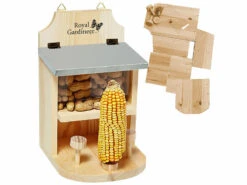Royal Gardineer Eichhörnchenfutterhäuser:2er-Set Eichhörnchen-Futterhaus, Maiskolbenhalter, Metalldach, Bausatz -Rosenstein & Söhne Shop zx8254 5