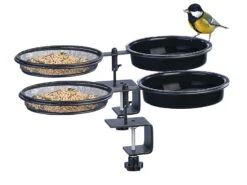 Royal Gardineer Vogelfutterbar:2er Set 2in1-Vogeltränke Und Futterstation Mit Klemmhalterung