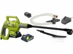 AGT Professional Mobiler Druckreiniger:Akku-Druckreiniger Mit Schnell-Ladegerät, 2 Aufsätze, Zweitakku, 25bar -Rosenstein & Söhne Shop zx9076 21